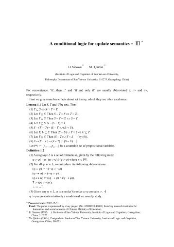 A conditional logic for update semantics â â¢ *