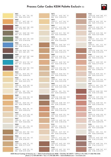 Keim Paint Colour Chart