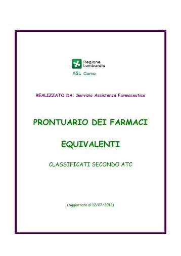 PRONTUARIO DEI FARMACI EQUIVALENTI - Asl Como