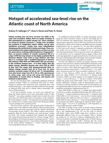 Hotspot of accelerated sea-level rise on the Atlantic coast of North ...