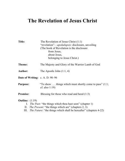 Revelation Outline Chart