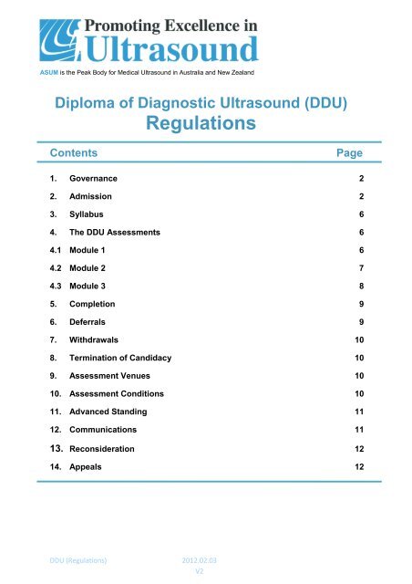 DDU Regulations - Australasian Society for Ultrasound in Medicine