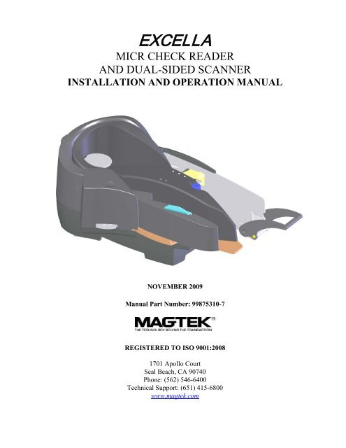 MICRImage Check Reader, Technical Reference Manual - MagTek