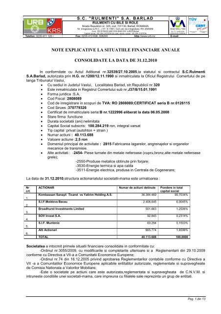 Descarca note explicative la bilantul consolidat - S.C. Rulmenti ...