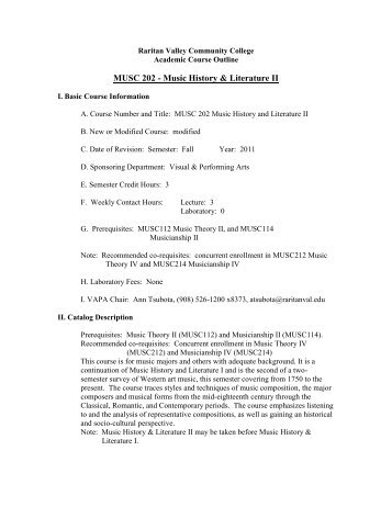 MUSC202 Music History & Literature II - Raritan Valley Community ...