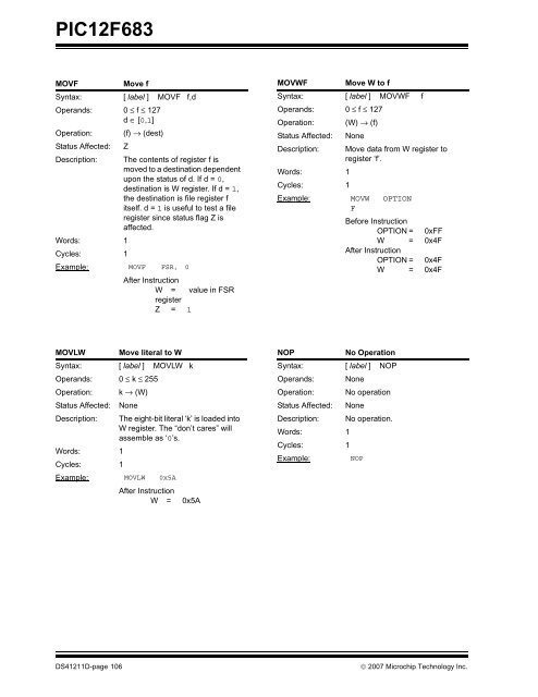 PIC12F683 Data Sheet - Microchip