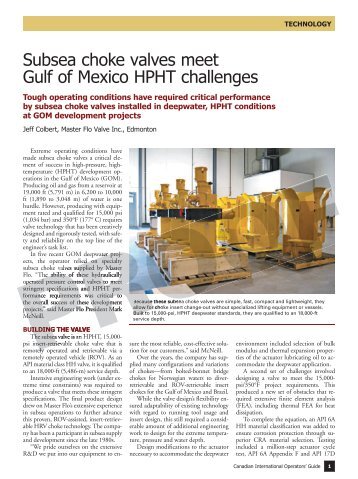 Subsea Choke Valves meet Gulf of Mexico HPHT ... - ICEWeb