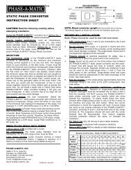 Installation/Instruction Sheet - Phase-A-Matic, Inc.