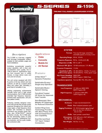 S-1596 - Community Professional Loudspeakers