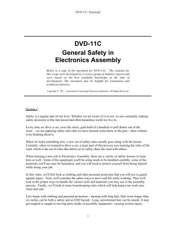 DVD-11C General Safety in Electronics Assembly - IPC Training ...