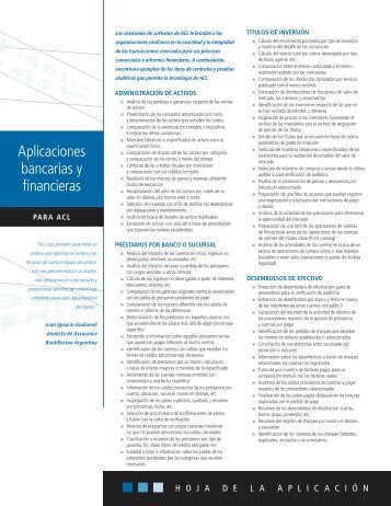 Aplicaciones bancarias y financieras para ACL - Datasec