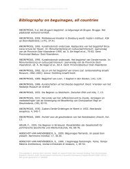 Bibliography on beguinages, all countries - Institutions for Collective ...