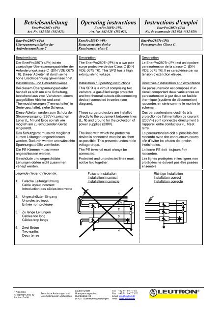Betriebsanleitung Operating instructions ... - Leutron GmbH