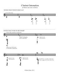 Quick-reference Guide to Clarinet Intonation Problems