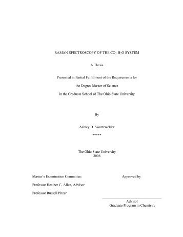 RAMAN SPECTROSCOPY OF THE CO2-H2O SYSTEM A Thesis ...