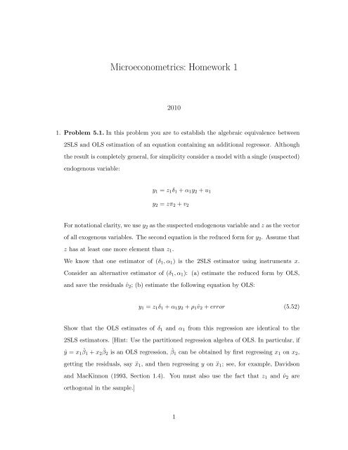 Microeconometrics: Homework 1