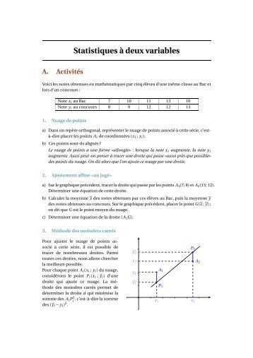 Statistiques Ã  deux variables A. ActivitÃ©s - Free