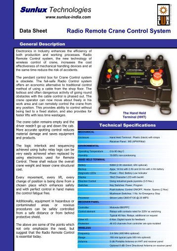 Radio Remote Crane Control System-Datasheet - Sunlux ...