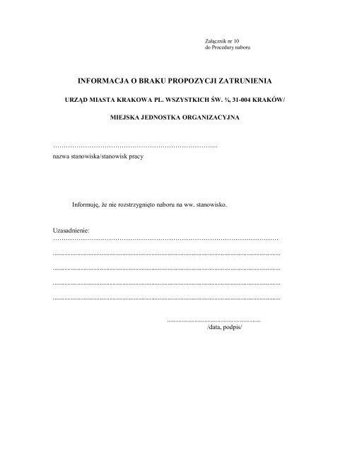 ZARZÄDZENIE NR 1333/2009 PREZYDENTA MIASTA KRAKOWA Z ...