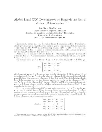 Algebra Lineal XXV: DeterminaciÃ³n del Rango de una Matriz ...