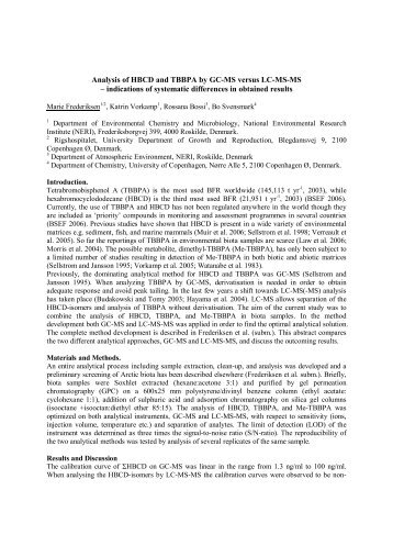 Analysis of HBCD and TBBPA by GC-MS versus LC ... - Bfr2013.com