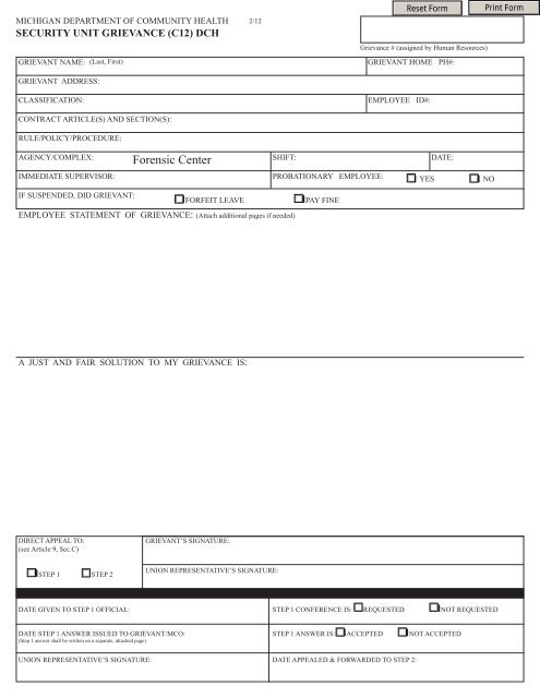 DCH Grievance Form