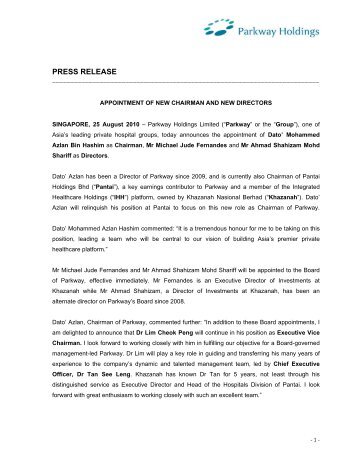 PRESS RELEASE - Parkway Pantai