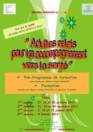 PrÃ©-Programme de formation Formation - Ireps Aquitaine