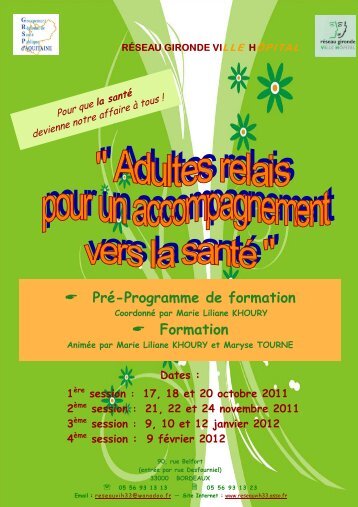 PrÃ©-Programme de formation Formation - Ireps Aquitaine