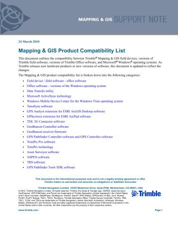 MGIS SprtNote Product Compatibility