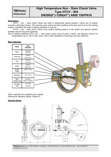 TBH High Temperature Non - Slam Check Valve Type HTCV - WA ...