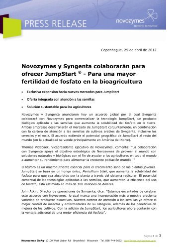 Novozymes y Syngenta colaborarÃ¡n para ofrecer JumpStart ...