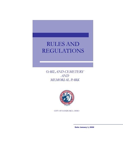 RULES AND REGULATIONS - City of Sandusky