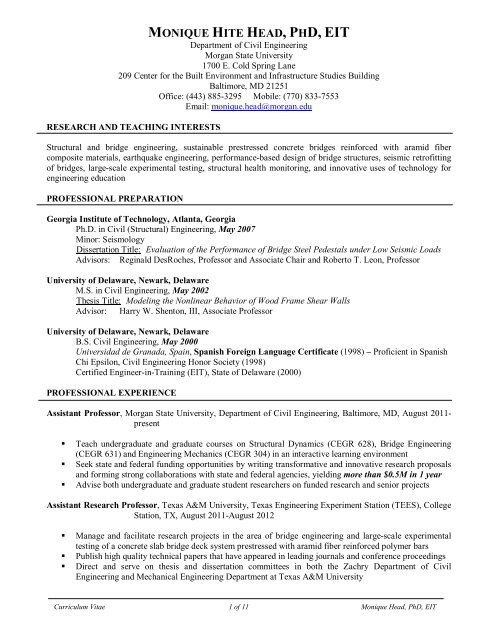 Curriculum Vitae - Morgan State University