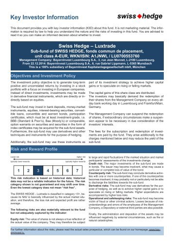 Key Investor Information - BayernInvest Luxembourg S.A.