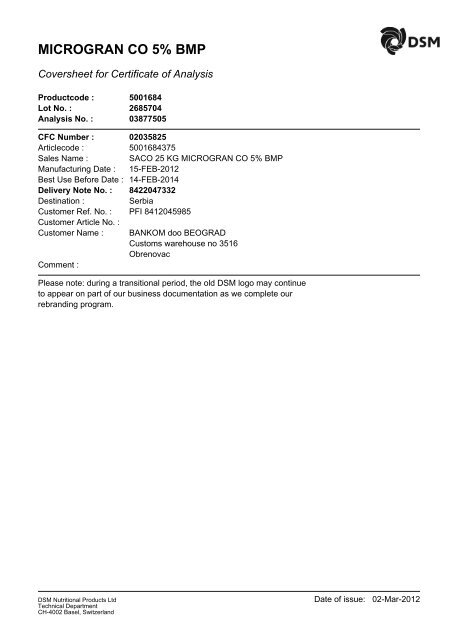 microgran co 5% bmp - Bankom