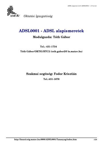 ADSL0001 - ADSL alapismeretek