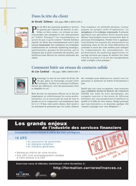 juillet 2005 - Vol. 30 - No 3 - Chambre de la sÃ©curitÃ© financiÃ¨re