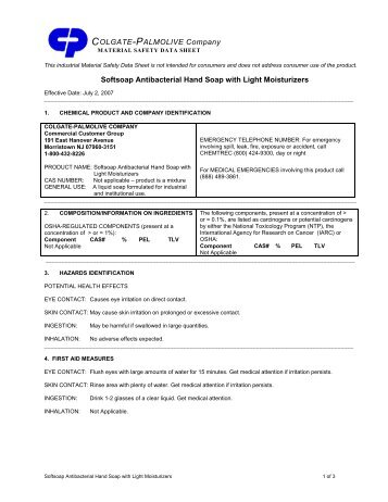 MSDS Sheets - Colgate-Palmolive