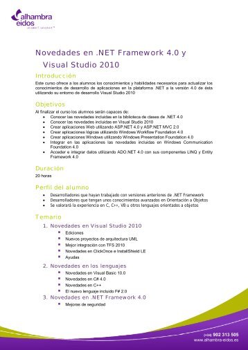 Novedades en .NET Framework 4.0 y Visual ... - Alhambra-Eidos