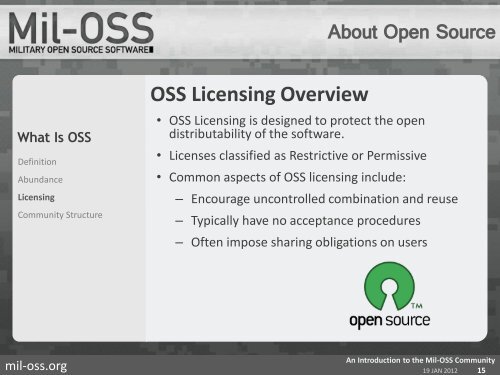 An Introduction to the Mil-OSS Community