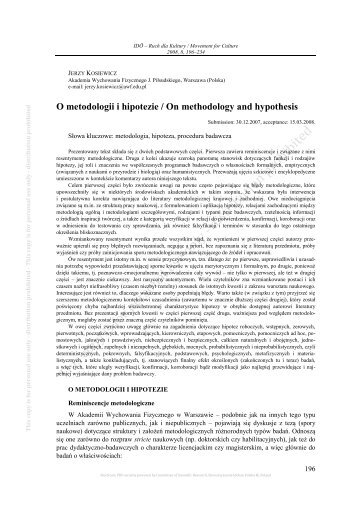 Jerzy Kosiewicz - O metodologii i hipotezie.pdf - Stowarzyszenie ...