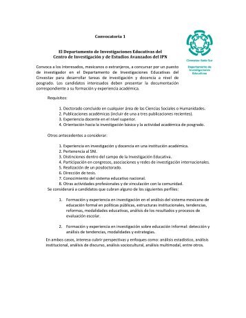 convocatoria 1 - Consejo Mexicano de InvestigaciÃ³n Educativa, AC