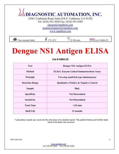 Dengue Ns1 Antigen Test Positive Means Dengue NS1 Antigen ELISA - ELISA kits - Rapid tests