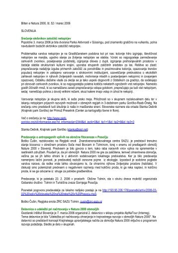 Bilten e Natura 2000, št. 52 / marec 2006 (pdf, 103 KB)