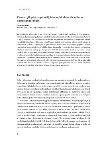 1(1), 01 Oulun yliopiston kemian koulutusohjelmassa on vuosittain ...