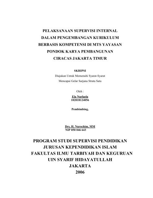 program studi supervisi pendidikan jurusan kependidikan islam - idb4