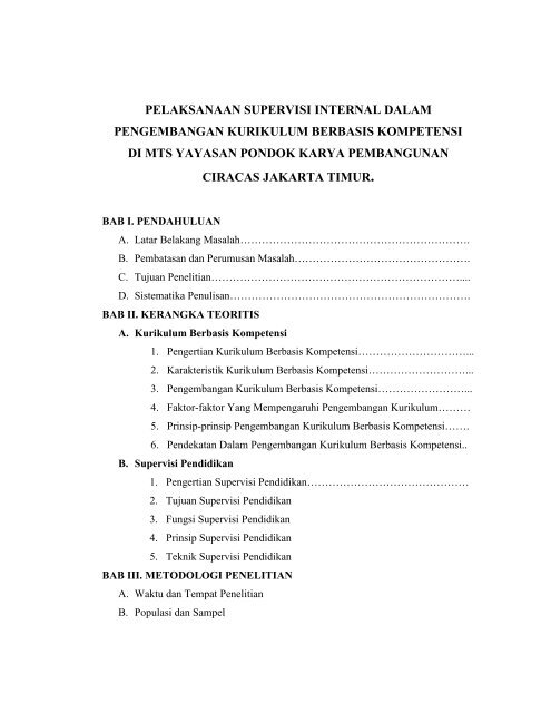 program studi supervisi pendidikan jurusan kependidikan islam - idb4