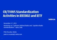 CR/TVWS Standardization Activities in IEEE802 and IETF - IPSC