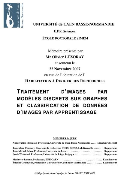 traitement d'images par modèles discrets sur ... - Olivier Lezoray